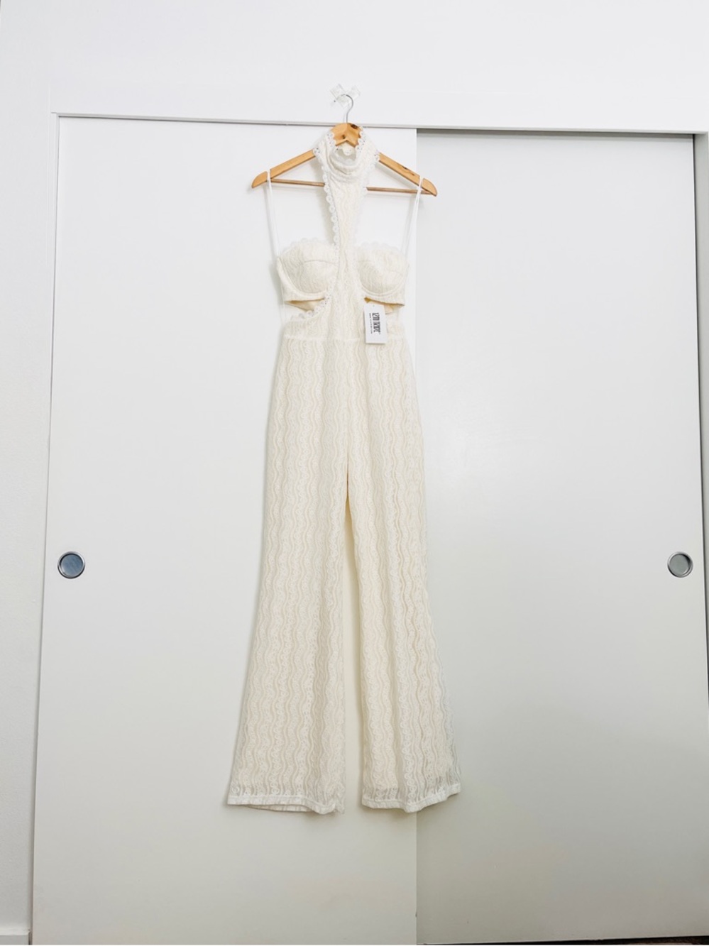 NWT 12Th Tribe Princesa White / Cream Lace Western Boho Jumpsuit Size Small